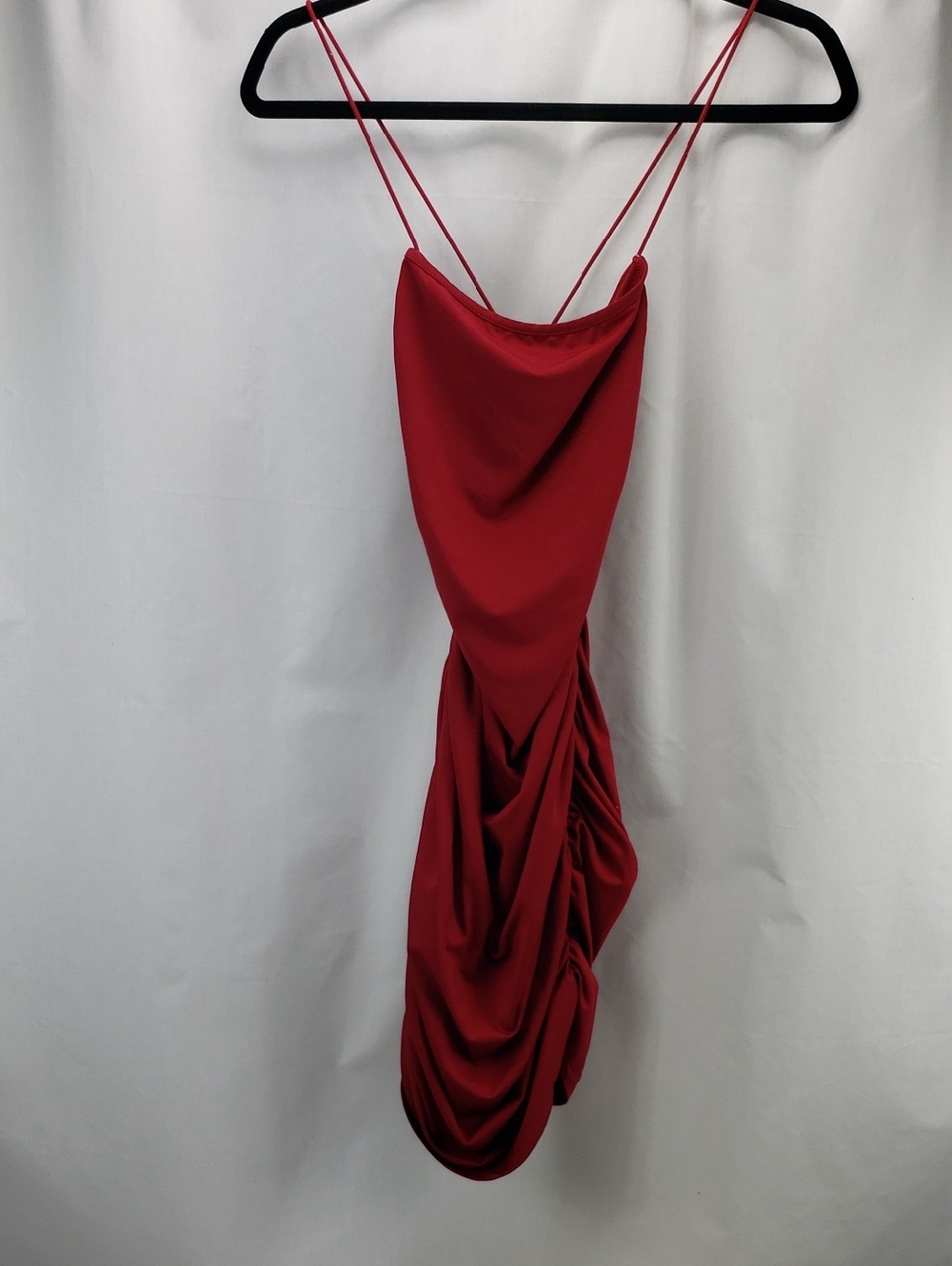 Shein Red Ruched Bodycon Dress Medium Petite